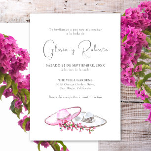 Invitación de Boda en Español Flores Sombreros
