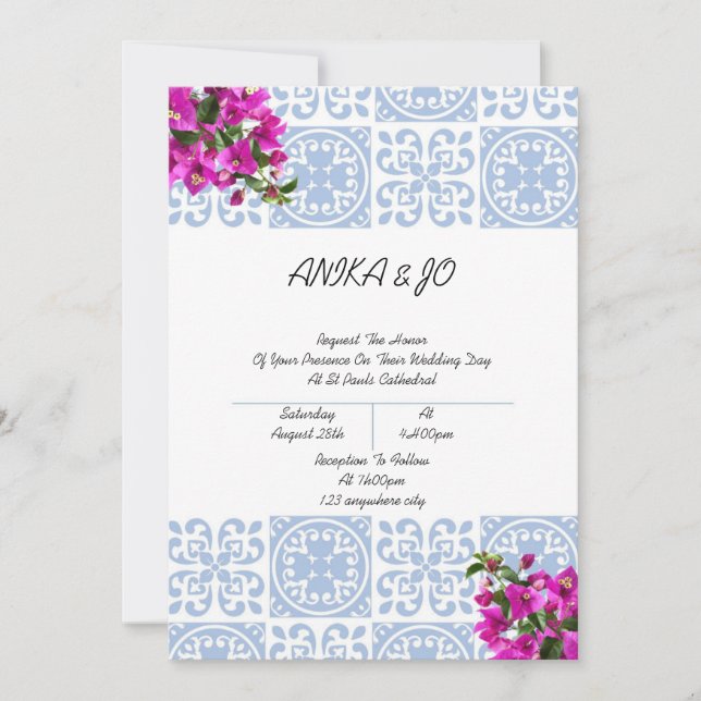 invitación de boda en estilo italiano romántico az (Anverso)