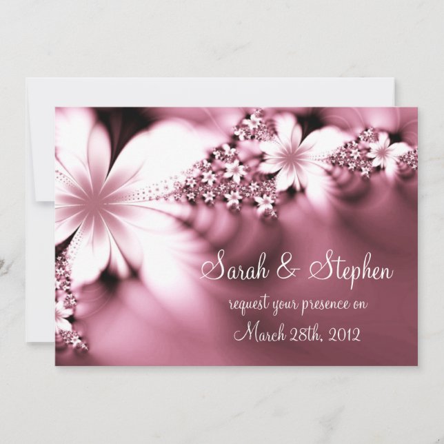 invitación de boda en flor rosa (Anverso)