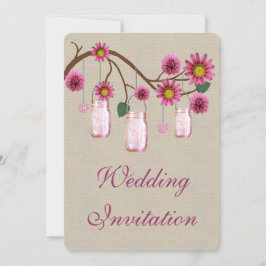 Invitación de boda en frascos de albañil rosa rúst