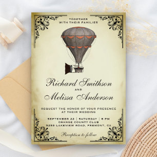 Invitación de Boda en Globo Aerostático Steampunk