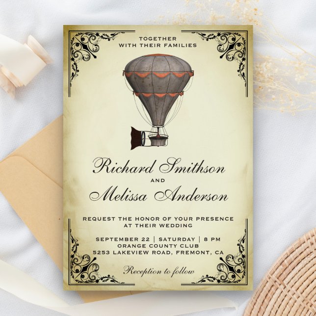 Invitación de Boda en Globo Aerostático Steampunk (Subido por el creador)
