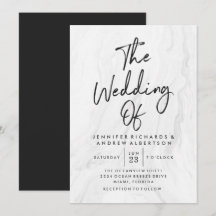 Invitación de boda en guión de mármol blanco moder