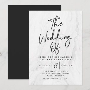 Invitación de boda en guión de mármol blanco moder