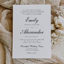 Invitación de boda en guión negro blanco elegante