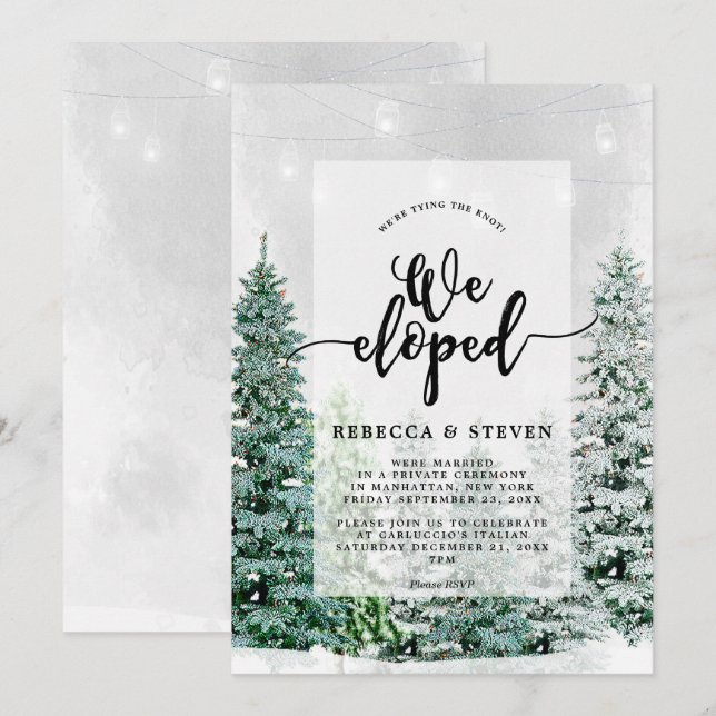 invitación de boda en invierno con luces de Navida (Anverso / Reverso)
