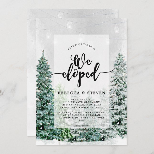 invitación de boda en invierno escapada con nudos (Anverso / Reverso)