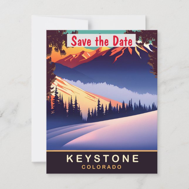 Invitación de boda en la nevada cima de Keystone C (Anverso)