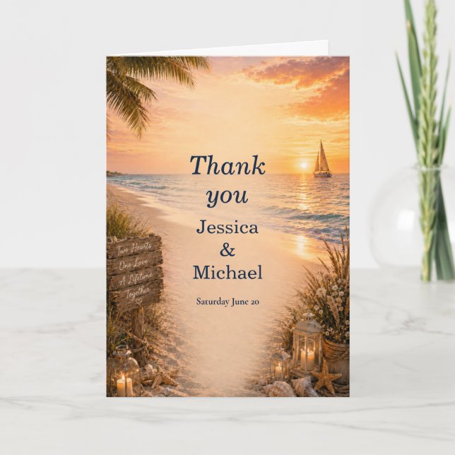Invitación de boda en la playa (Anverso)
