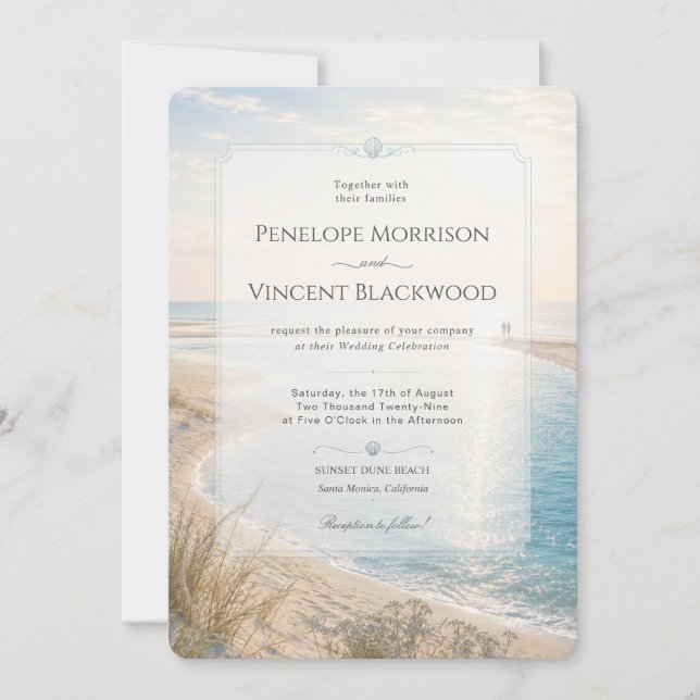Invitación de boda en la playa (Anverso)