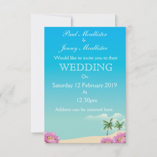 Invitación de boda en la playa (Anverso)