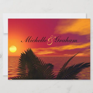 Invitación de boda en la playa al amanecer