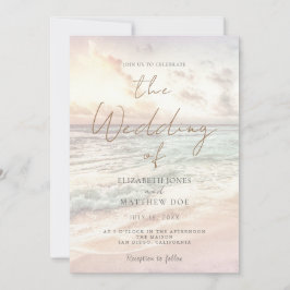 Invitación de boda en la playa al atardecer Boda f
