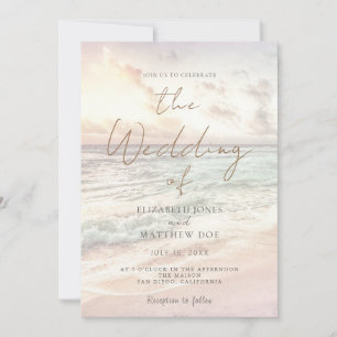 Invitación de boda en la playa al atardecer Boda f