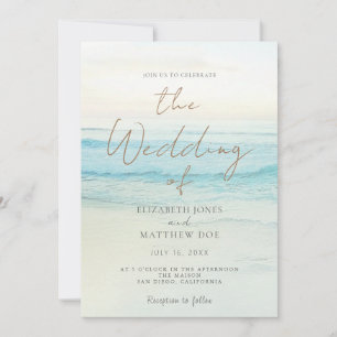 Invitación de boda en la playa al atardecer Boda f