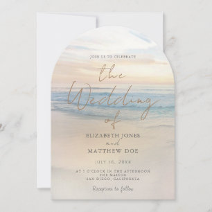 Invitación de Boda en la Playa al Atardecer en la