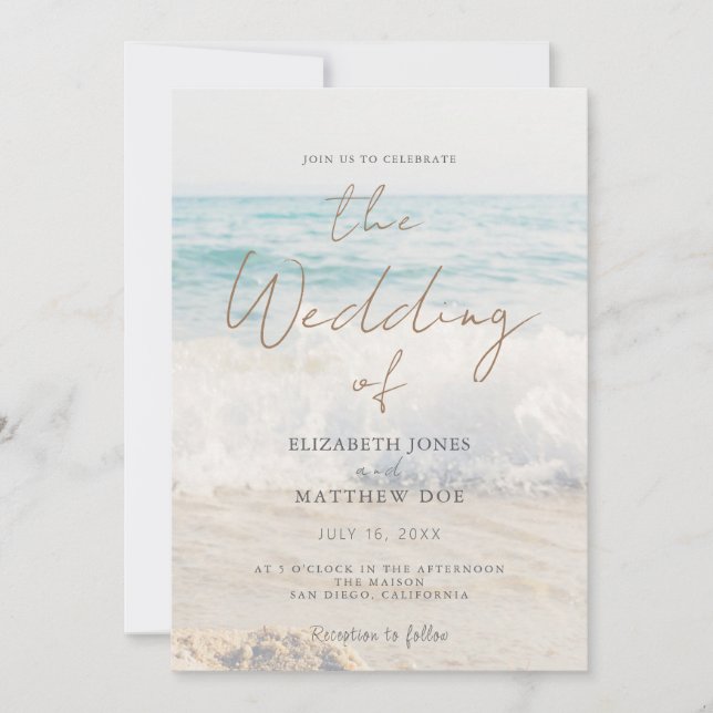 Invitación de boda en la playa Boda junto al mar/o (Anverso)