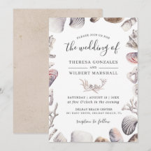 Invitación de boda en la playa con acuarela de con