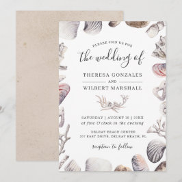 Invitación de boda en la playa con acuarela de con
