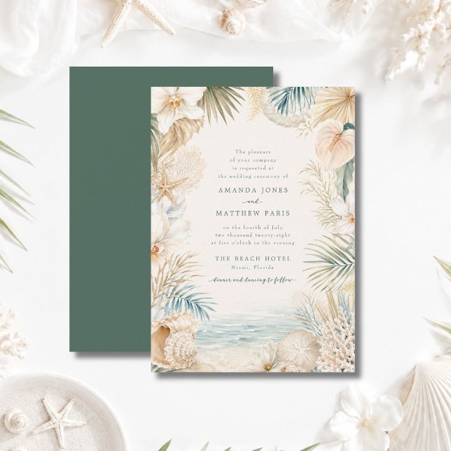 Invitación de Boda en la Playa Costera Elegante (Elegant Coastal Beach Wedding Invite)