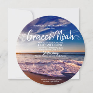 Invitación de boda en la playa de destino llama ge