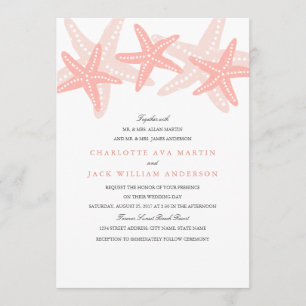 Invitación de boda en la playa de estrella de mar 