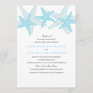Invitación de boda en la playa de estrellas de mar