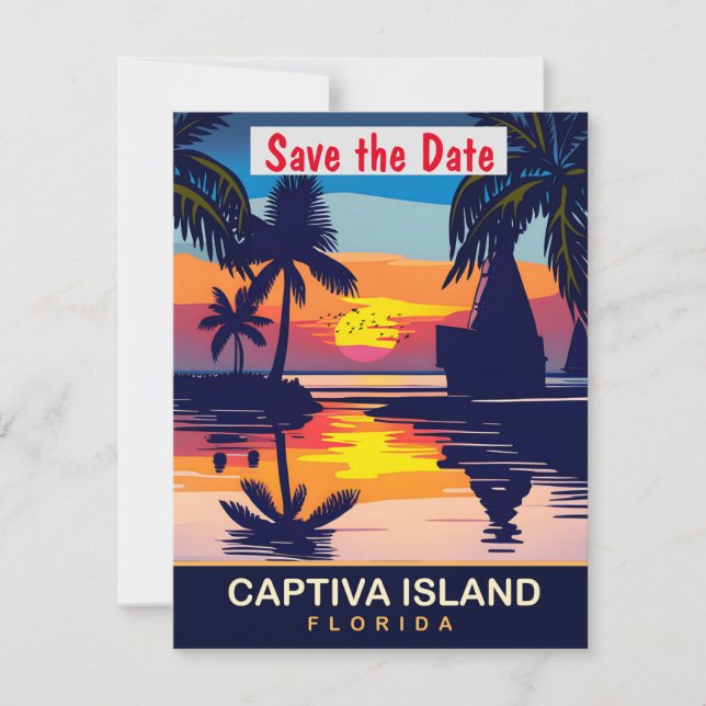 Invitación de boda en la playa de la isla Captiva  (Anverso)