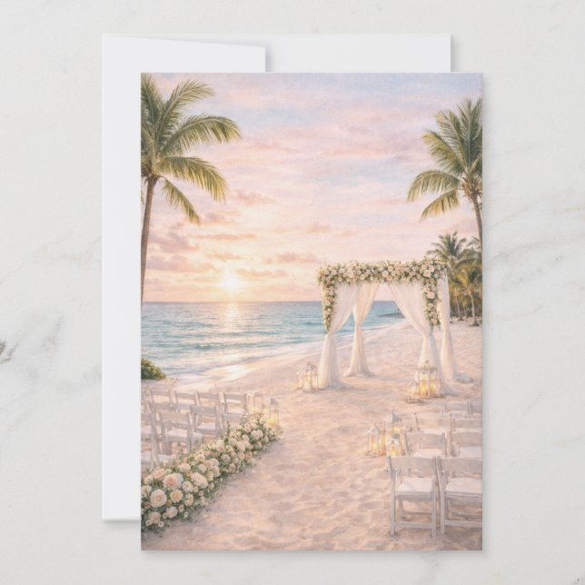Invitación de boda en la playa de Punta Cana | Edi (Anverso)