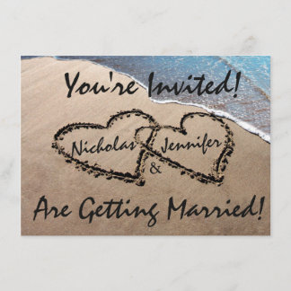 Invitación de Boda en la Playa Dos Corazones en la