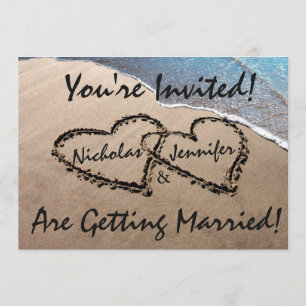 Invitación de Boda en la Playa Dos Corazones en la