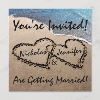 Invitación de Boda en la Playa Dos Corazones en la