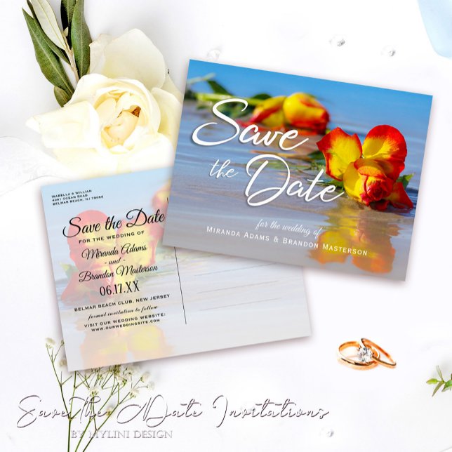 Invitación de Boda en la Playa Floral para Guardar (Subido por el creador)