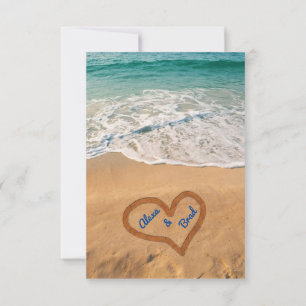 Invitación de boda en la playa Nombres en la arena