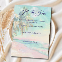 Invitación de boda en la playa Puesta de sol Acuar