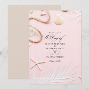Invitación de Boda en la Playa Rosa Rubor