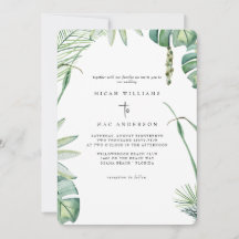 Invitación de boda en la playa tropical sin padres
