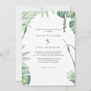 Invitación de boda en la playa tropical sin padres
