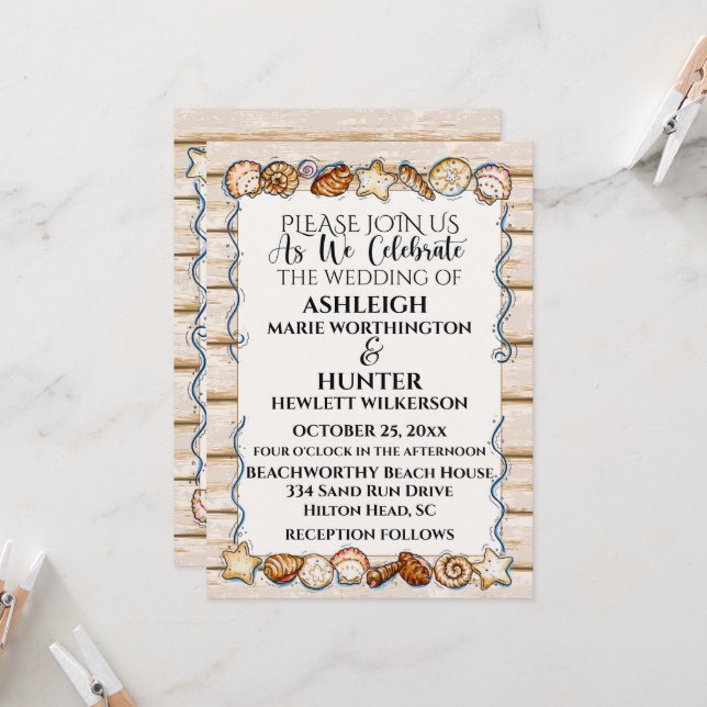 Invitación de boda en la playa versión 2 (Anverso/Reverso In Situ)