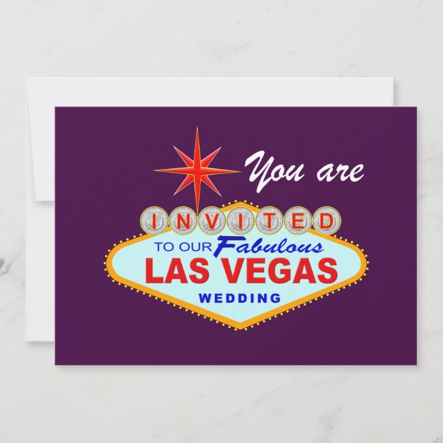 Invitación de boda en Las Vegas MORADO (Anverso)