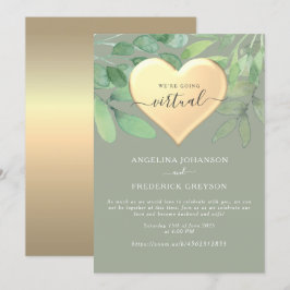 Invitación de boda en línea verde salvia
