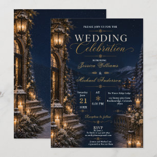 Invitación de boda en Lodge de invierno
