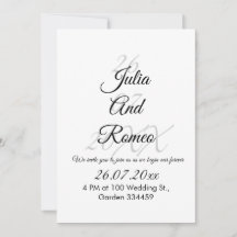 Invitación de boda en negro y blanco.
