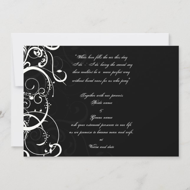 Invitación de boda en negro y blanco (Anverso)