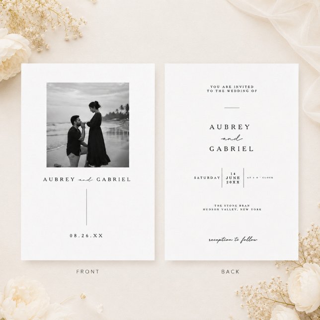 Invitación de boda en negro y blanco con foto (Subido por el creador)