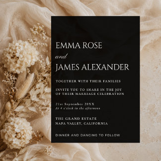 Invitación de boda en negro y blanco | Minimalista