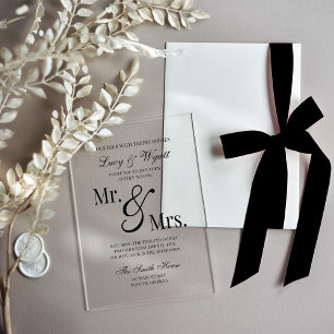Invitación de boda en negro y blanco para Sr. y Sr