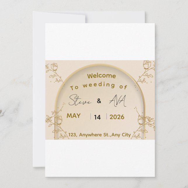 Invitación de boda en oro real suave | Mínimo eleg (Anverso)