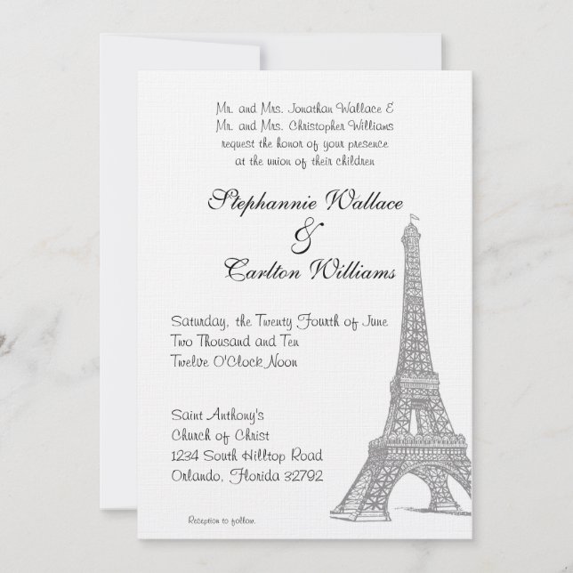 Invitación de boda en París (Anverso)