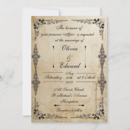invitación de boda en pergamino del siglo XVIII